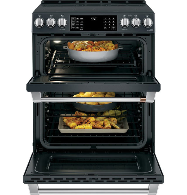 Café 30" Slide-In Front Control Induction and Convection Double Oven Range CHS950P3MD1