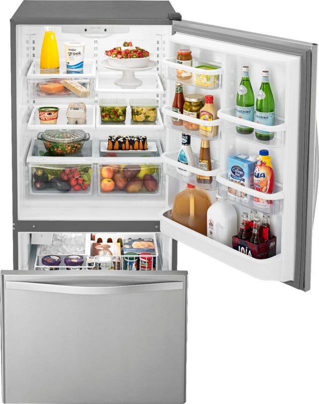 Whirlpool 30-inches wide Bottom-Freezer Refrigerator with SpillGuard Glass Shelves - 18.7 cu. ft. WRB329DMBM