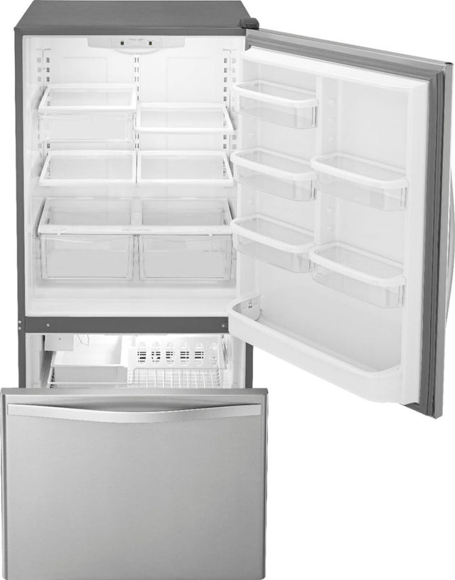 Whirlpool 30-inches wide Bottom-Freezer Refrigerator with SpillGuard Glass Shelves - 18.7 cu. ft. WRB329DMBM