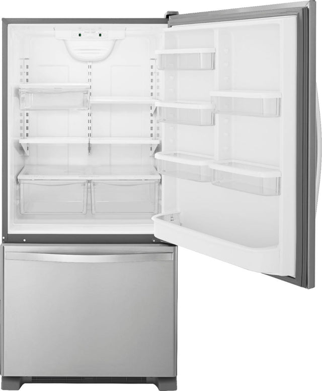 Whirlpool 30-inches wide Bottom-Freezer Refrigerator with SpillGuard Glass Shelves - 18.7 cu. ft. WRB329DMBM