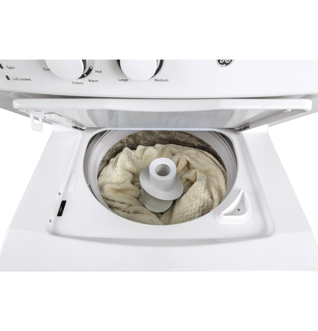 GE Unitized Spacemaker 3.8 cu. ft. Capacity Washer with Stainless Steel Basket and 5.9 cu. ft. Capacity Long Vent Electric Dryer GUV27ESSMWW