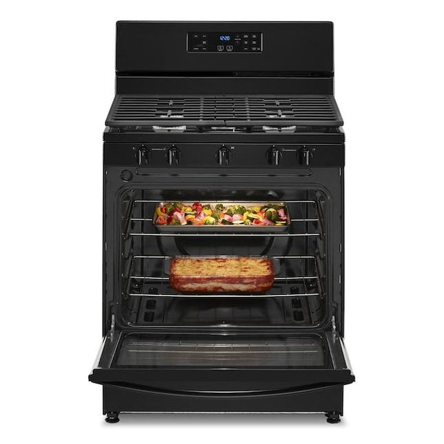 Whirlpool 5.1 Cu. Ft. Freestanding Gas Range with Edge to Edge Cooktop  WFG505M0MB- Black