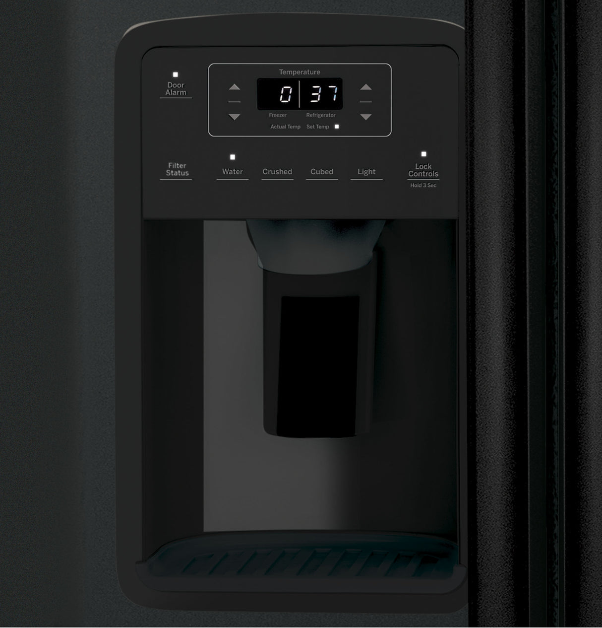 GE® ENERGY STAR® 27.9 Cu. Ft. Side-By-Side Refrigerator with Extra Tall Dispenser and In-Door Icemaker GSS23GGPBB