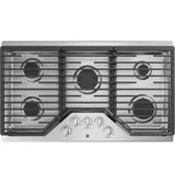 GE 30" Built-In Gas Cooktop with 5 Burners and Dishwasher Safe Grates JGP5030SLSS-Stainless Steel