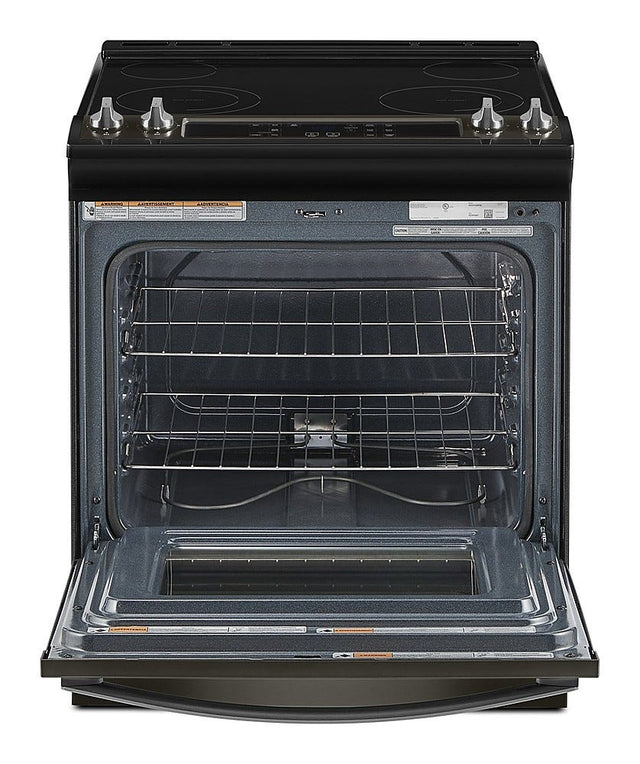 4.8 Cu. Ft. Whirlpool Electric Range with Frozen Bake Technology WEE515S0LV-Black Stainless