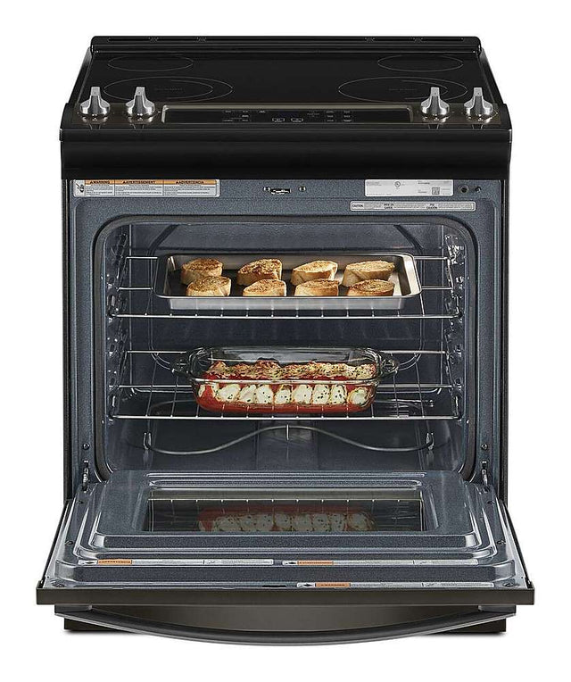 4.8 Cu. Ft. Whirlpool Electric Range with Frozen Bake Technology WEE515S0LV-Black Stainless