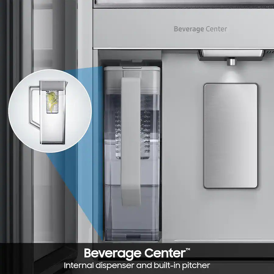 Samsung - Bespoke 29 cu. ft. 4-Door French Door Refrigerator with AI Family Hub+ - Charcoal Glass & Stainless Steel RF90F29AECRAA (S&D)