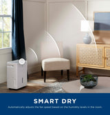 GE® 22 Pint Portable Dehumidifier with Smart Dry for Damp Spaces ADYR22LC