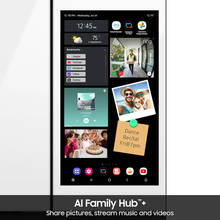 Samsung - Bespoke 29 cu. ft. 4-Door French Door Refrigerator with AI Family Hub+ - Charcoal Glass & Stainless Steel RF90F29AECRAA (S&D)