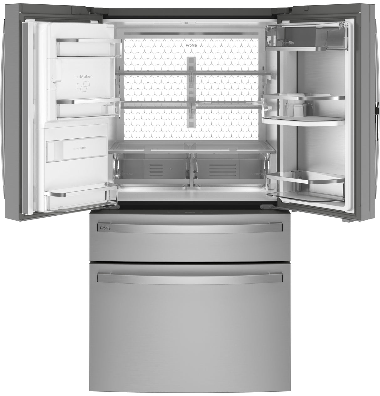 GE Profile™ 22.4 Cu. Ft. Smart Counter-Depth Fingerprint Resistant 4-Door French-Door Refrigerator with Door In Door PXD22BYPFS