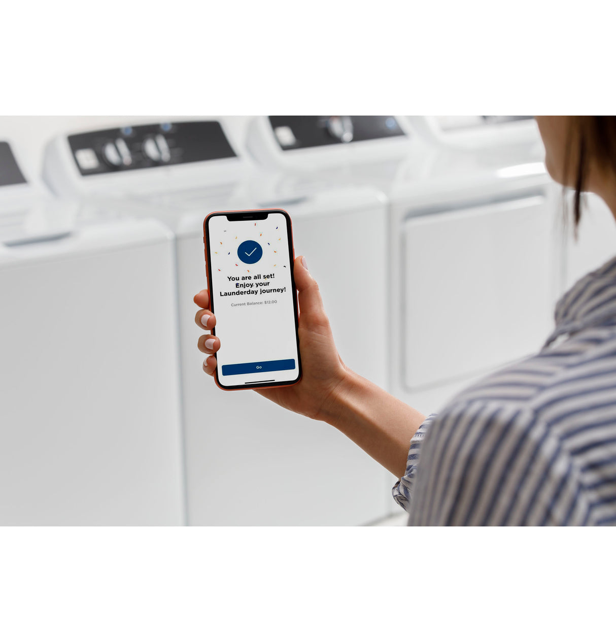 GE® 7.4 cu. ft. Capacity aluminized alloy drum Commercial Electric Dryer with Sensor Dry, Built-In App Payment System SITE WIFI REQUIRED VTD52EASRWB