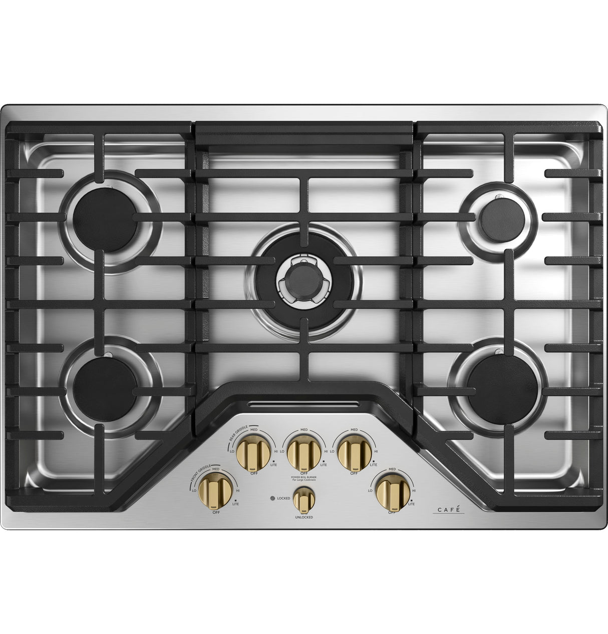 CAFÉ™ 5 Gas Cooktop Knobs - Brushed Brass CXCG1K0PMCG