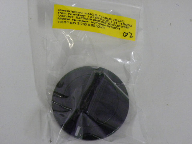 Electrolux Dryer Timer Knob (Black) 131873200