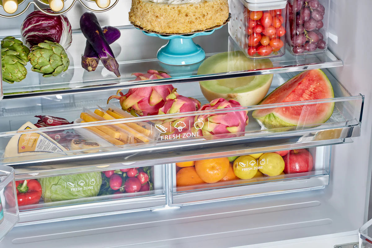 Classic Retro 36-inch 21.4 cu. ft. Frost Free French Door Counter Depth Refrigerator with Built-In Ice Maker in Ocean Marshmallow White, ENERGY STAR® UGP-595L W AC