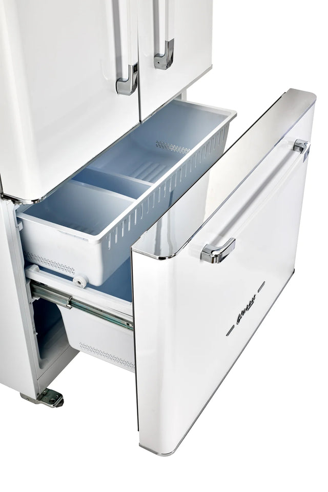 Classic Retro 36-inch 21.4 cu. ft. Frost Free French Door Counter Depth Refrigerator with Built-In Ice Maker in Ocean Marshmallow White, ENERGY STAR® UGP-595L W AC