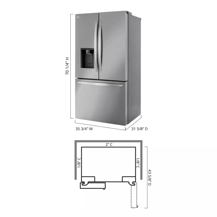 LG 26 cu. ft. Smart Counter-Depth MAX™ French Door Refrigerator LCFC26XSS