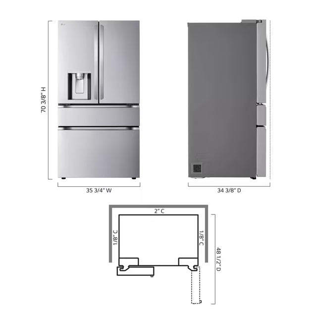 LG 29 cu. ft. Smart Standard-Depth MAX™ 4-Door French Door Refrigerator with Full-Convert Drawer™ LF29H8330S
