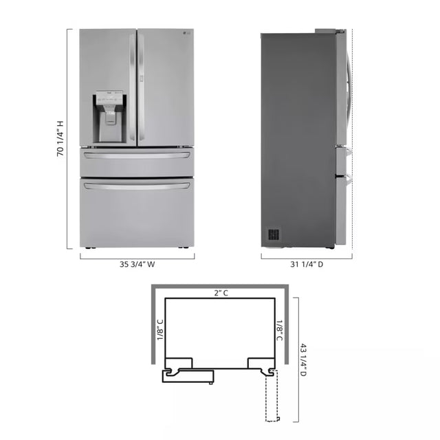 LG 23 cu. ft. Smart Counter-Depth Refrigerator with Craft Ice™ LRMDC2306S