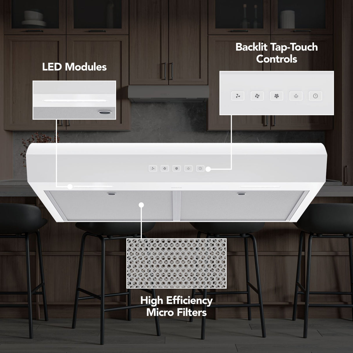 Broan-NuTone 30-Inch Under Cabinet Range Hood, ENERGY STAR, 350 Max Blower CFM, White MTR2303WW