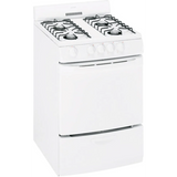 Hotpoint 24 Inch Freestanding Gas Range with 4 Open Burners, Electronic Pilotless Ignition, 3.0 cu. ft. Manual Clean Oven and Broiler Drawer RGA724EK7WH
