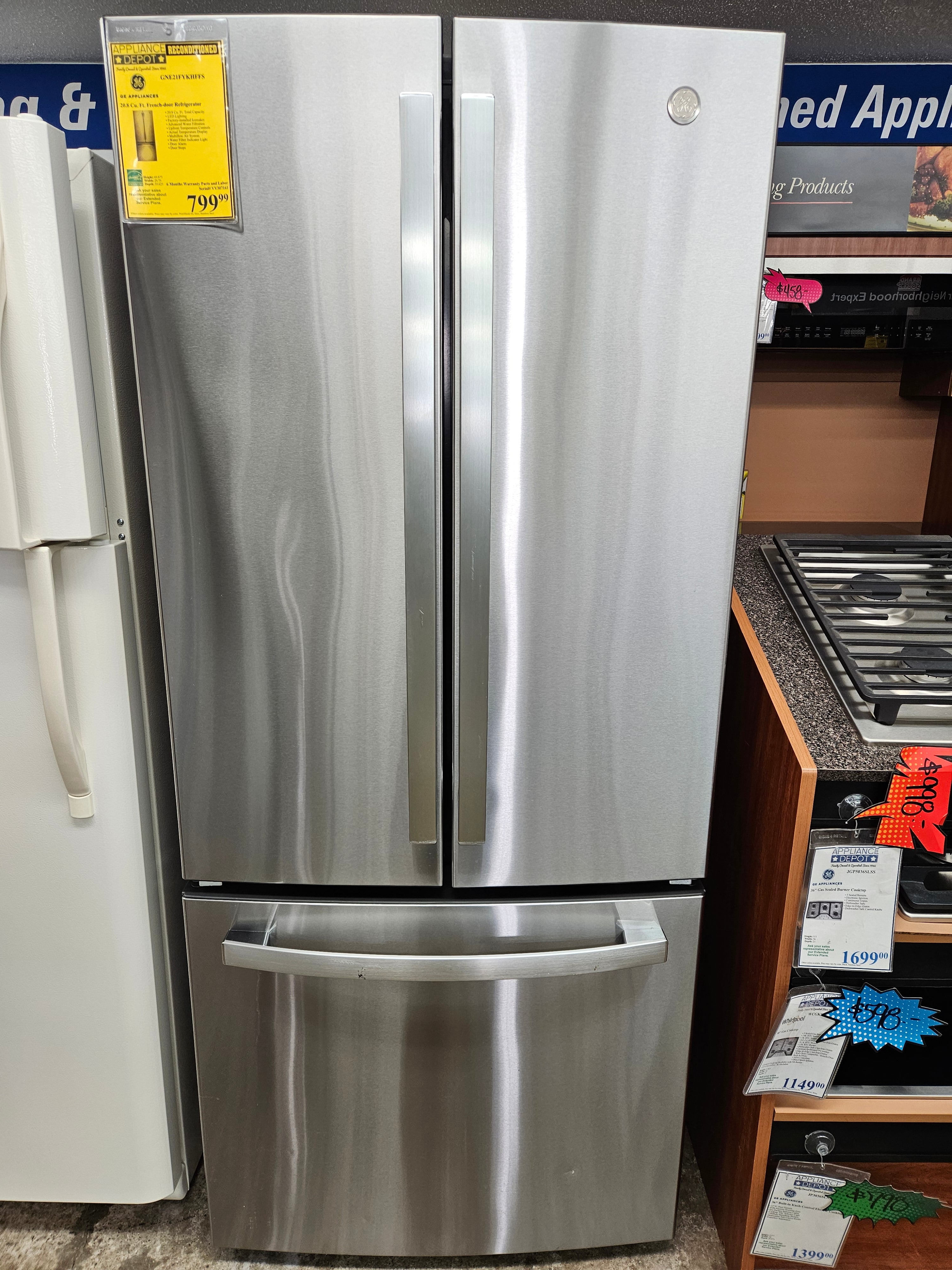 Reconditioned GE 20.8 Cu. Ft. French-door Refrigerator GNE21FYKHFFS