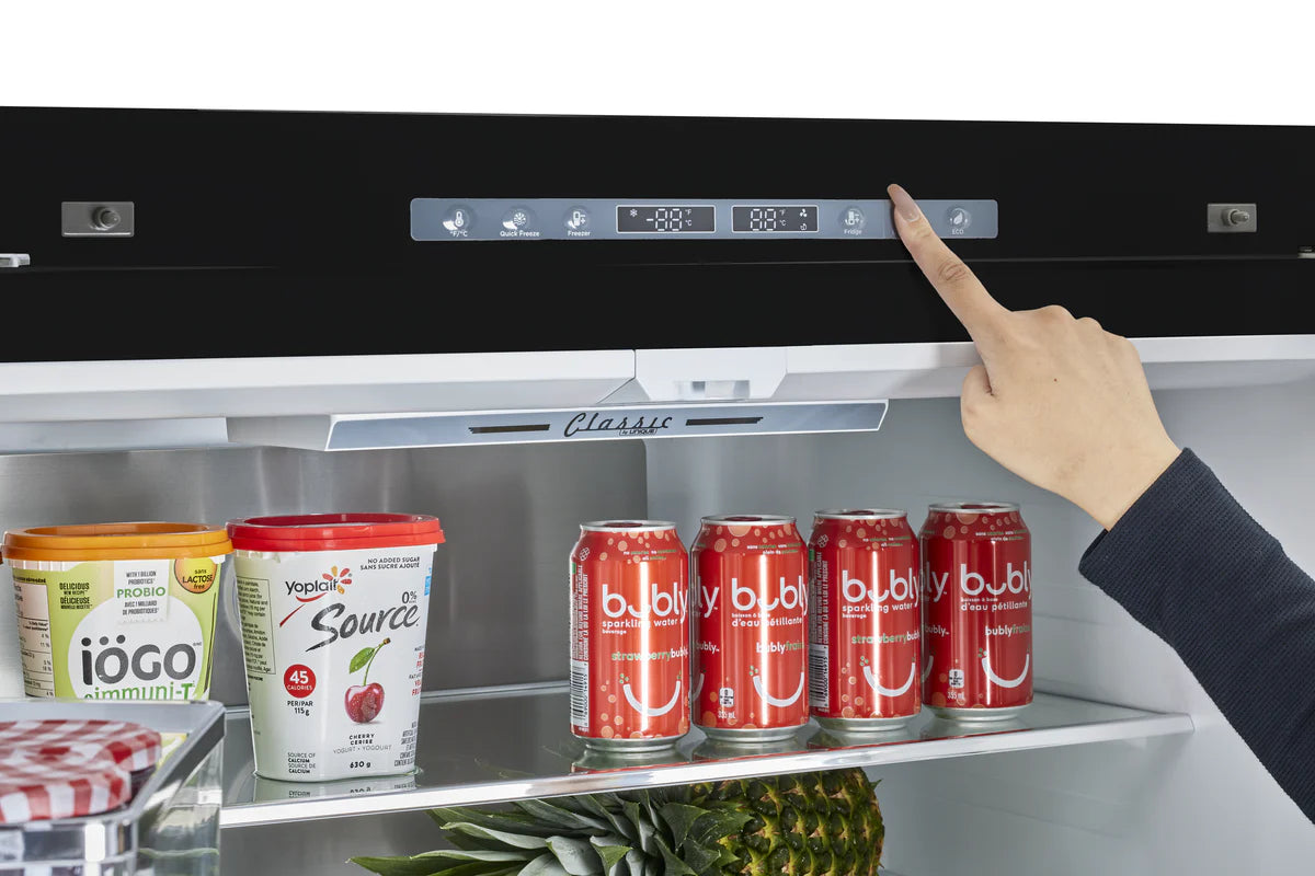 Classic Retro 36-inch 21.4 cu. ft. Frost Free French Door Counter Depth Refrigerator with Built-In Ice Maker in Midnight Black, ENERGY STAR® UGP-595L B AC