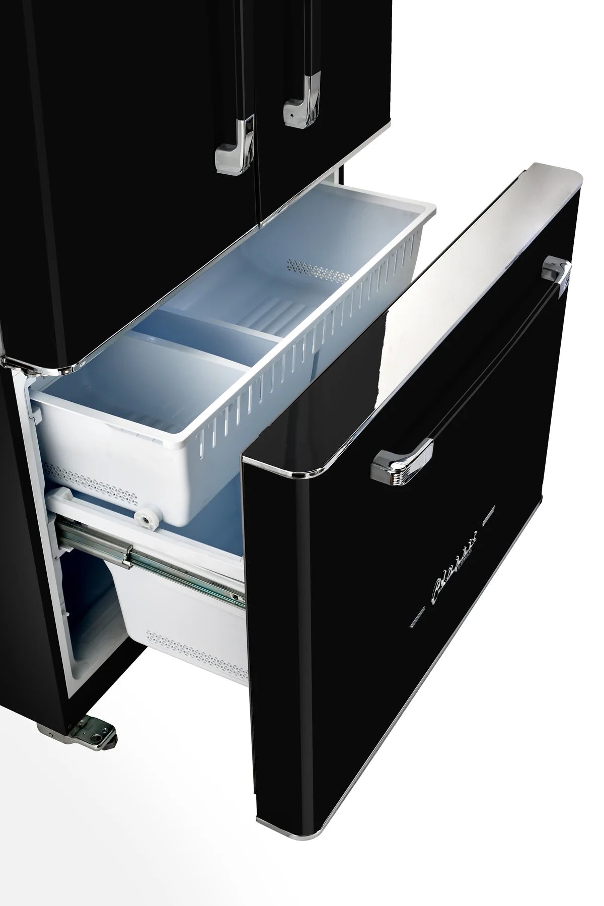 Classic Retro 36-inch 21.4 cu. ft. Frost Free French Door Counter Depth Refrigerator with Built-In Ice Maker in Midnight Black, ENERGY STAR® UGP-595L B AC