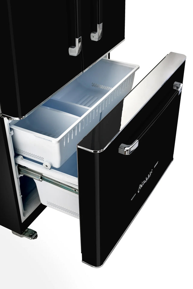 Classic Retro 36-inch 21.4 cu. ft. Frost Free French Door Counter Depth Refrigerator with Built-In Ice Maker in Midnight Black, ENERGY STAR® UGP-595L B AC