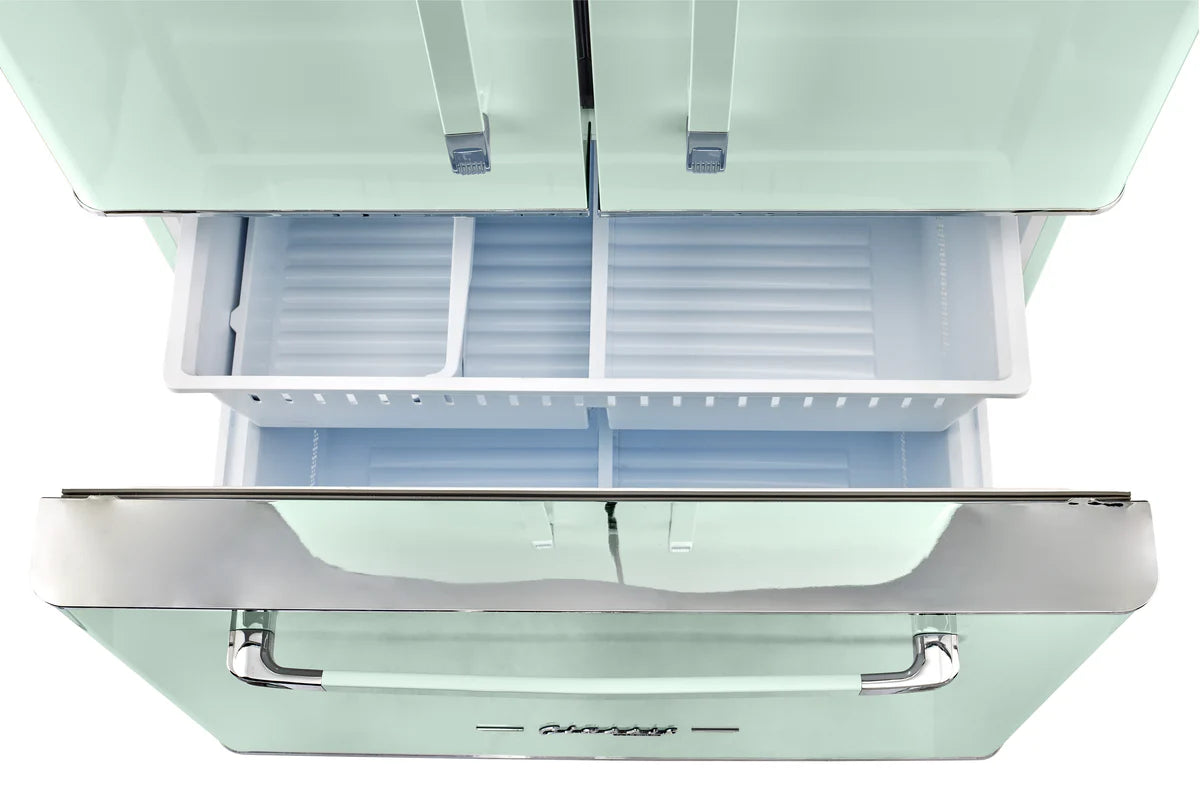 Classic Retro 36-inch 21.4 cu. ft. Frost Free French Door Counter Depth Refrigerator with Built-In Ice Maker in Summer Mint Green, ENERGY STAR® UGP-595L LG AC