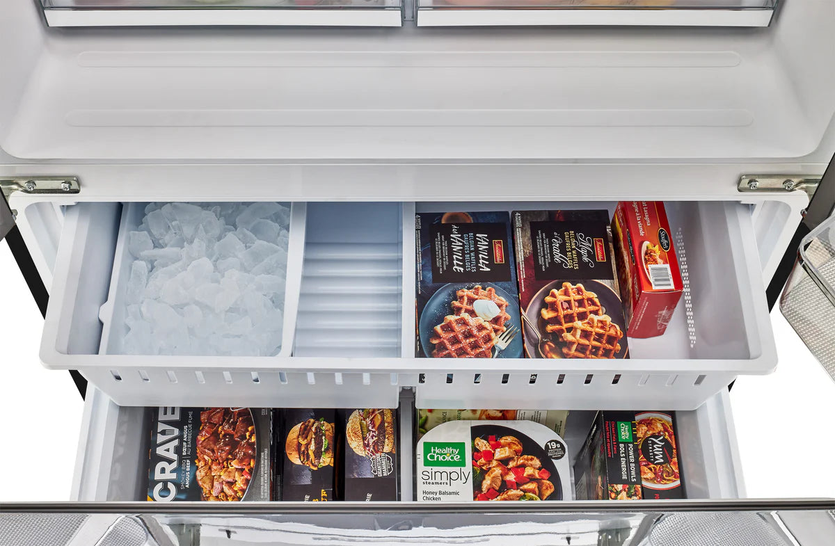 Classic Retro 36-inch 21.4 cu. ft. Frost Free French Door Counter Depth Refrigerator with Built-In Ice Maker in Midnight Black, ENERGY STAR® UGP-595L B AC