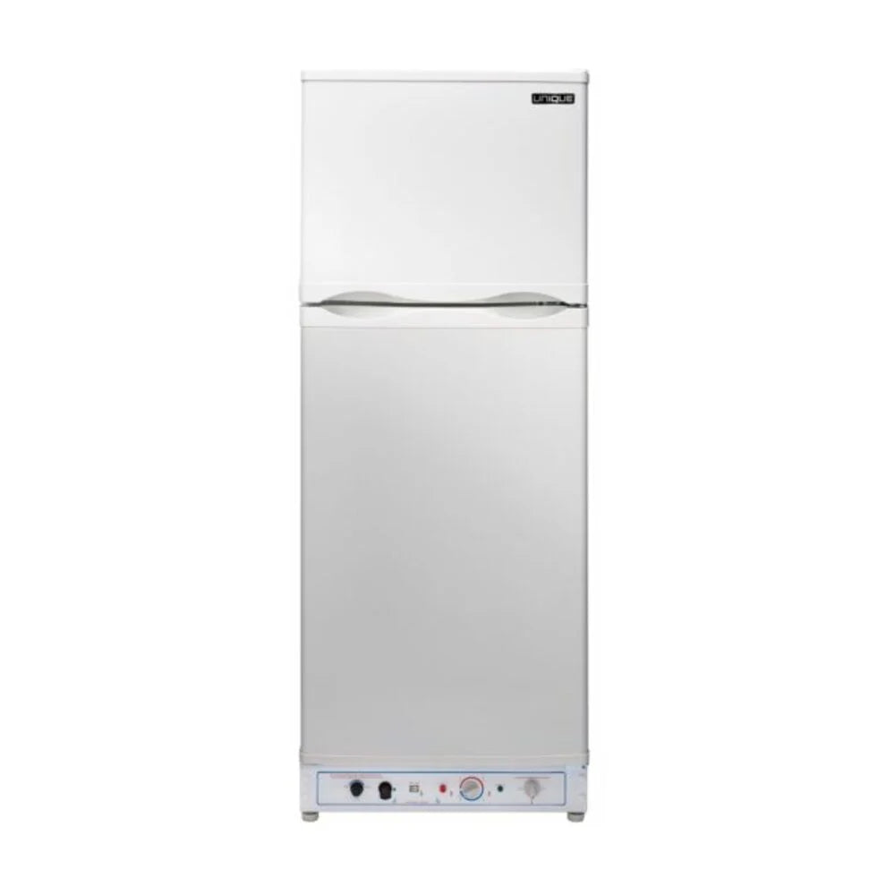 Unique Appliances UGP8CSMW 24 inch Off-Grid Propane Top Freezer Refrigerator with 8 cu. ft. Capacity, Battery Ignition, Adjustable Glass Shelves and Reversible Doors (White)