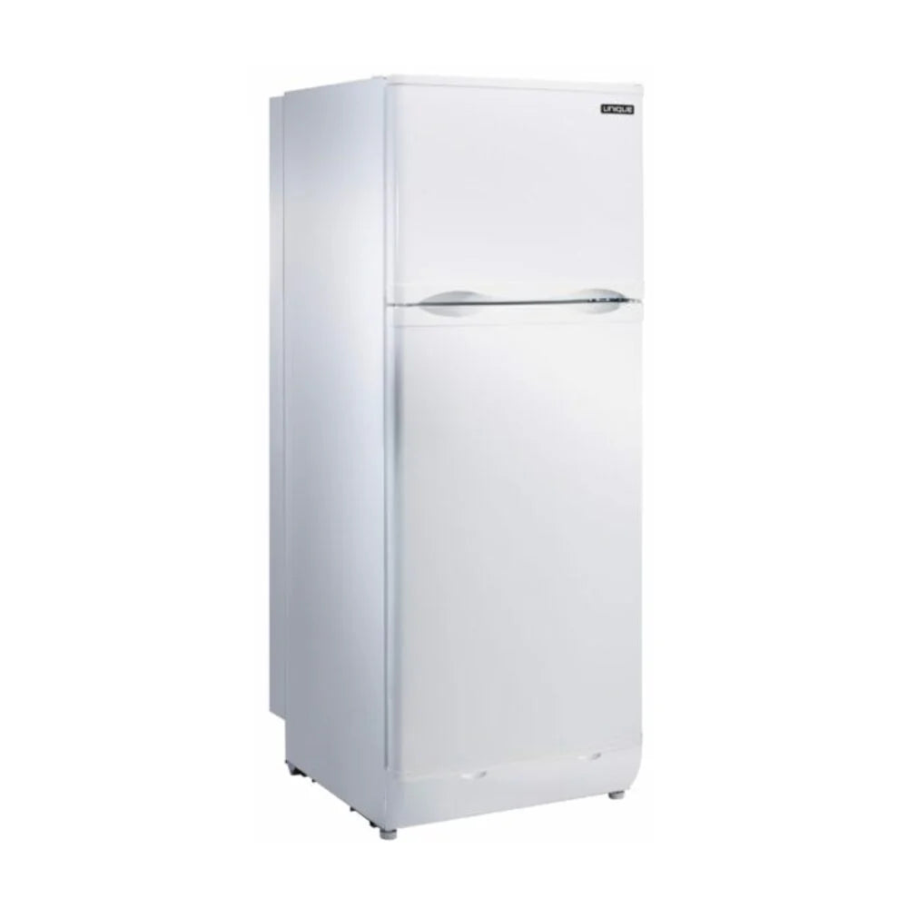 Unique Appliances UGP8CSMW 24 inch Off-Grid Propane Top Freezer Refrigerator with 8 cu. ft. Capacity, Battery Ignition, Adjustable Glass Shelves and Reversible Doors (White)