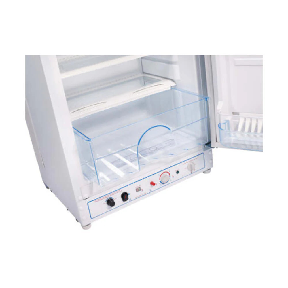 Unique Appliances UGP8CSMW 24 inch Off-Grid Propane Top Freezer Refrigerator with 8 cu. ft. Capacity, Battery Ignition, Adjustable Glass Shelves and Reversible Doors (White)