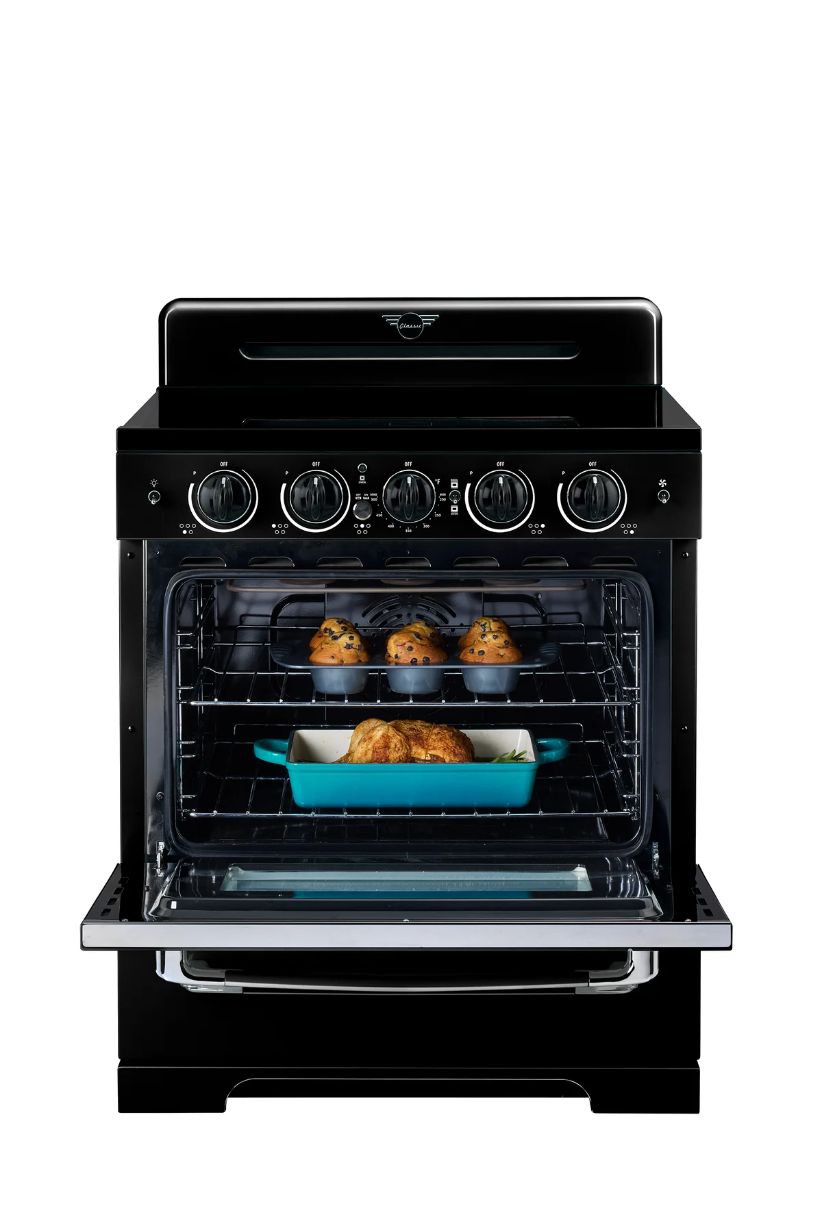 Unique 30' Classic Retro Induction Range Midnight Black UNQ-30CR IC B