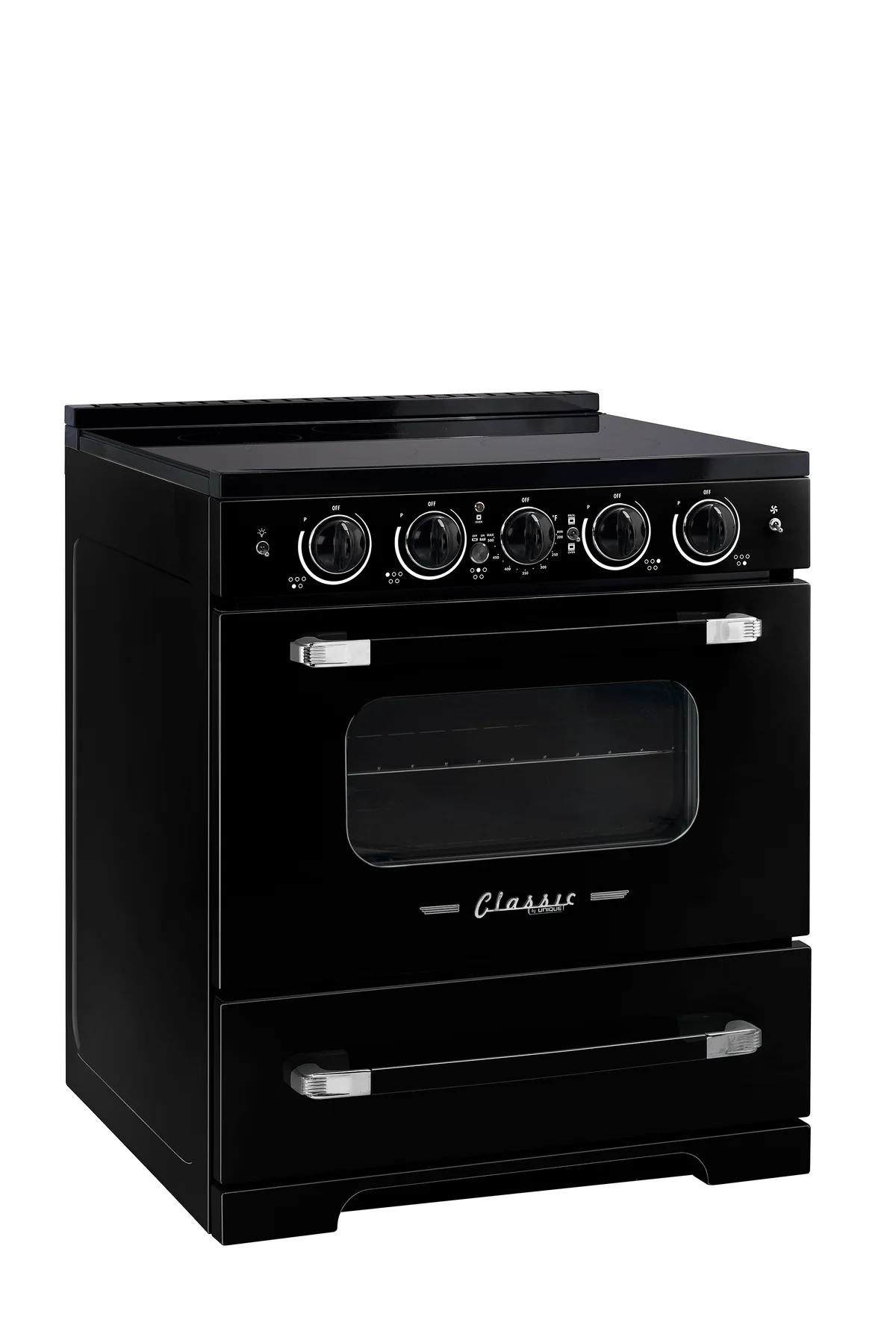 Unique 30' Classic Retro Induction Range Midnight Black UNQ-30CR IC B