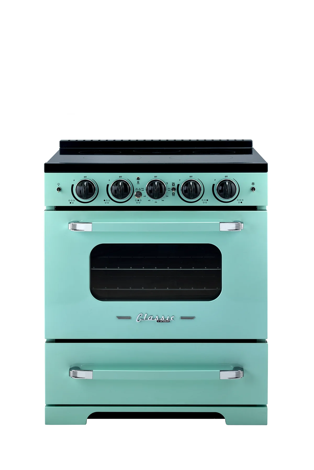 Unique 30' Classic Retro Induction Range Ocean Mist Turquoise UNQ-30CR IC T