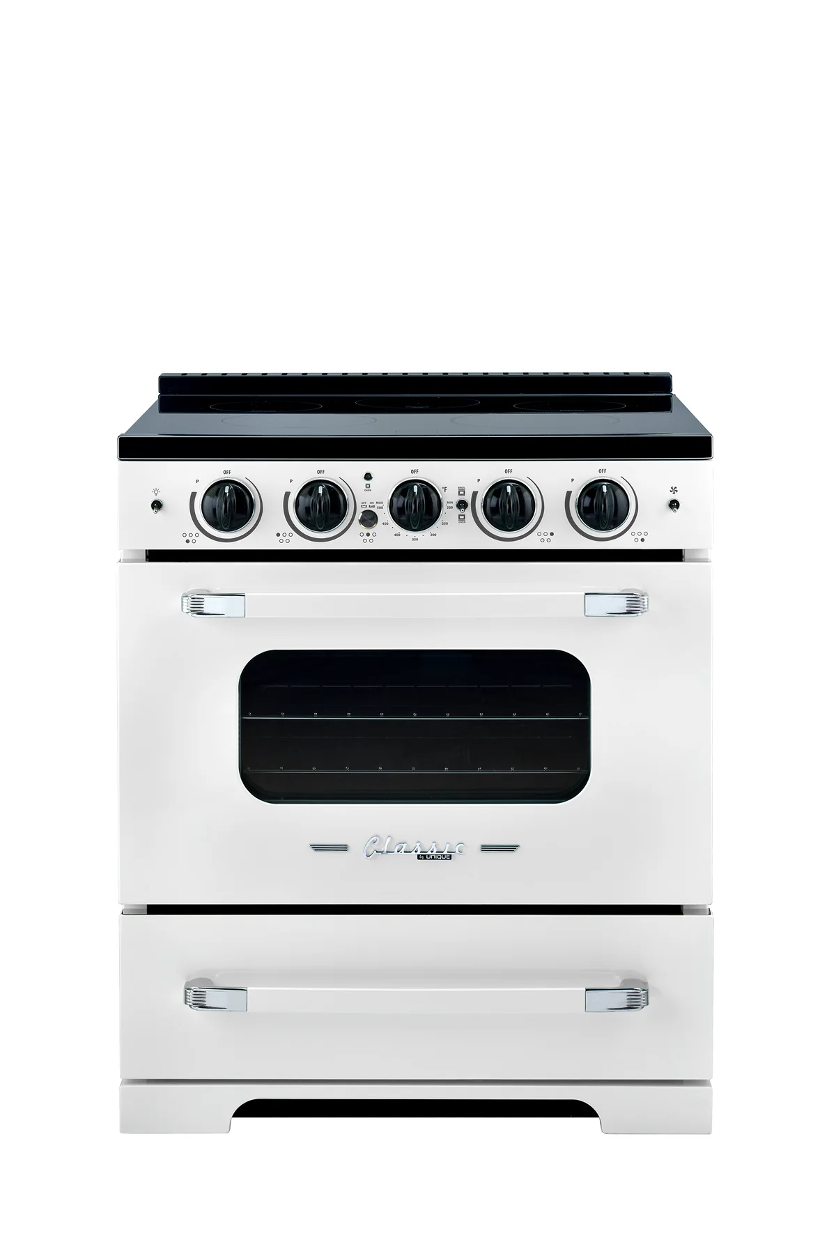 Unique 30' Classic Retro Induction Range Marshmallow White UNQ-30CR IC W