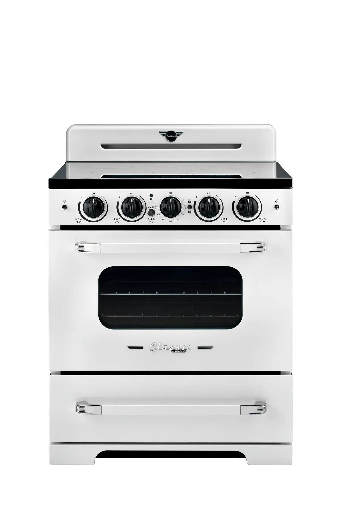 Unique 30' Classic Retro Induction Range Marshmallow White UNQ-30CR IC W