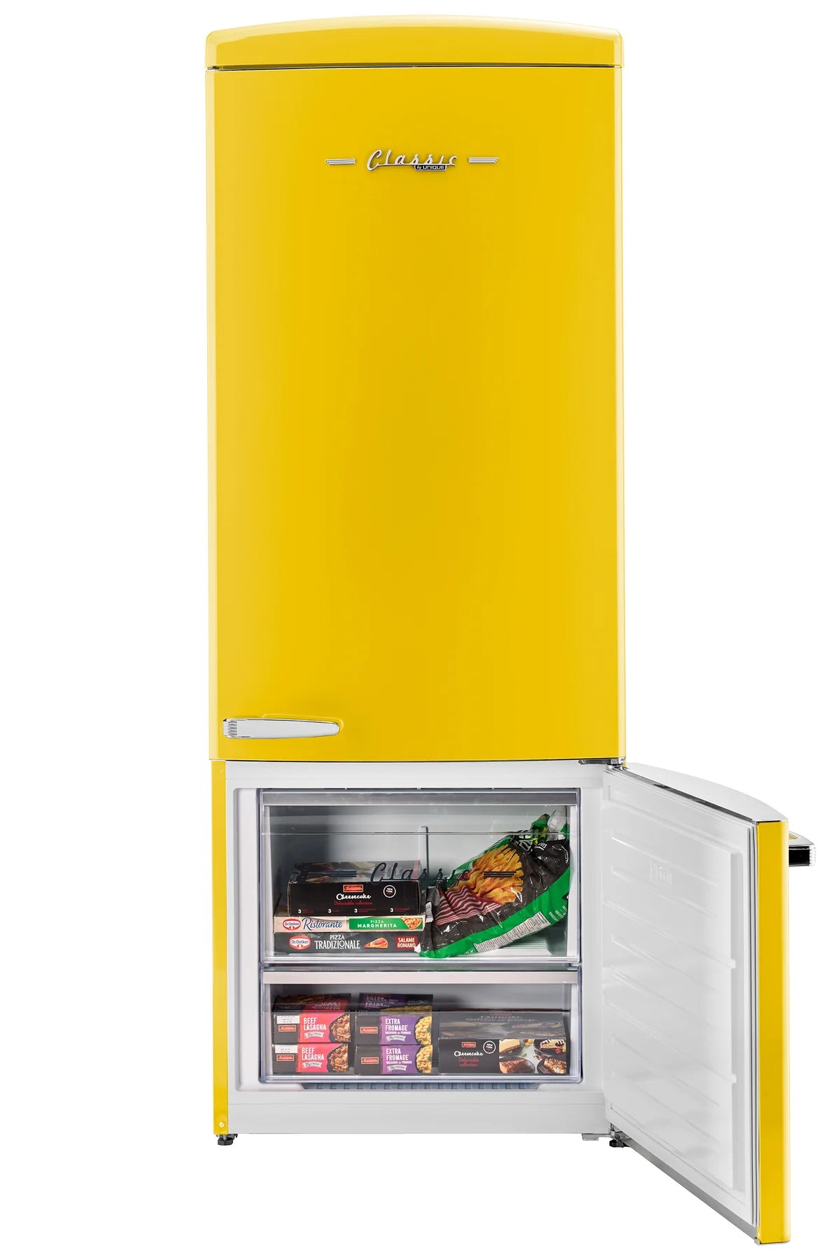 Unique 455L Canary Yellow Bottom Mount Refrigerator UNQ-455L Y AC