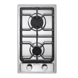 Verona VDGCT212FSS 12 inch Italian-Made Gas Cooktop with 2 Brass Burners and Continuous Cast Iron Grates in Stainless Steel