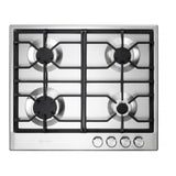 Verona VDGCT424FSS 24 inch Italian-Made Gas Cooktop with 4 Brass Burners and Continuous Cast Iron Grates in Stainless Steel