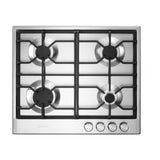 Verona VDGCT424FSS 24 inch Italian-Made Gas Cooktop with 4 Brass Burners and Continuous Cast Iron Grates in Stainless Steel