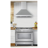 Verona VECHW36GSS 36 inch Designer Chimney Wall Hood with 600 CFM, Stainless Steel Baffle Filters and LED Lighting (Stainless Steel)