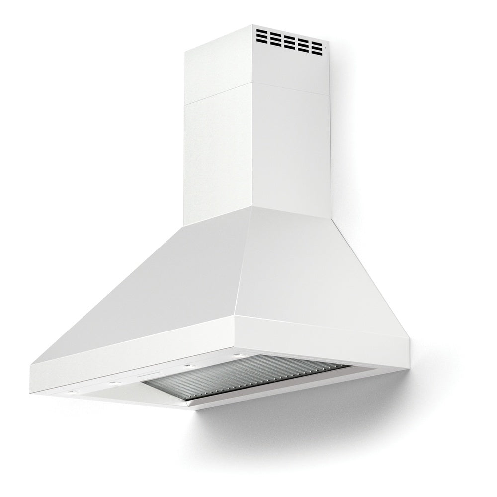 Verona VECHW36GW 36 inch Designer Chimney Wall Hood with 600 CFM, Stainless Steel Baffle Filters and LED Lighting (White)