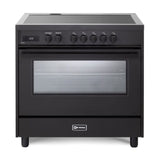 Verona VMFSIE365EE 36 inch Ultima Midnight Collection Freestanding Induction Range with 5 Elements, 5 cu. ft. Oven Capacity, Touch Control Clock in Matte Black