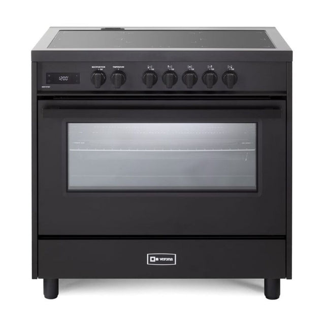 Verona VMFSIE365EE 36 inch Ultima Midnight Collection Freestanding Induction Range with 5 Elements, 5 cu. ft. Oven Capacity, Touch Control Clock in Matte Black
