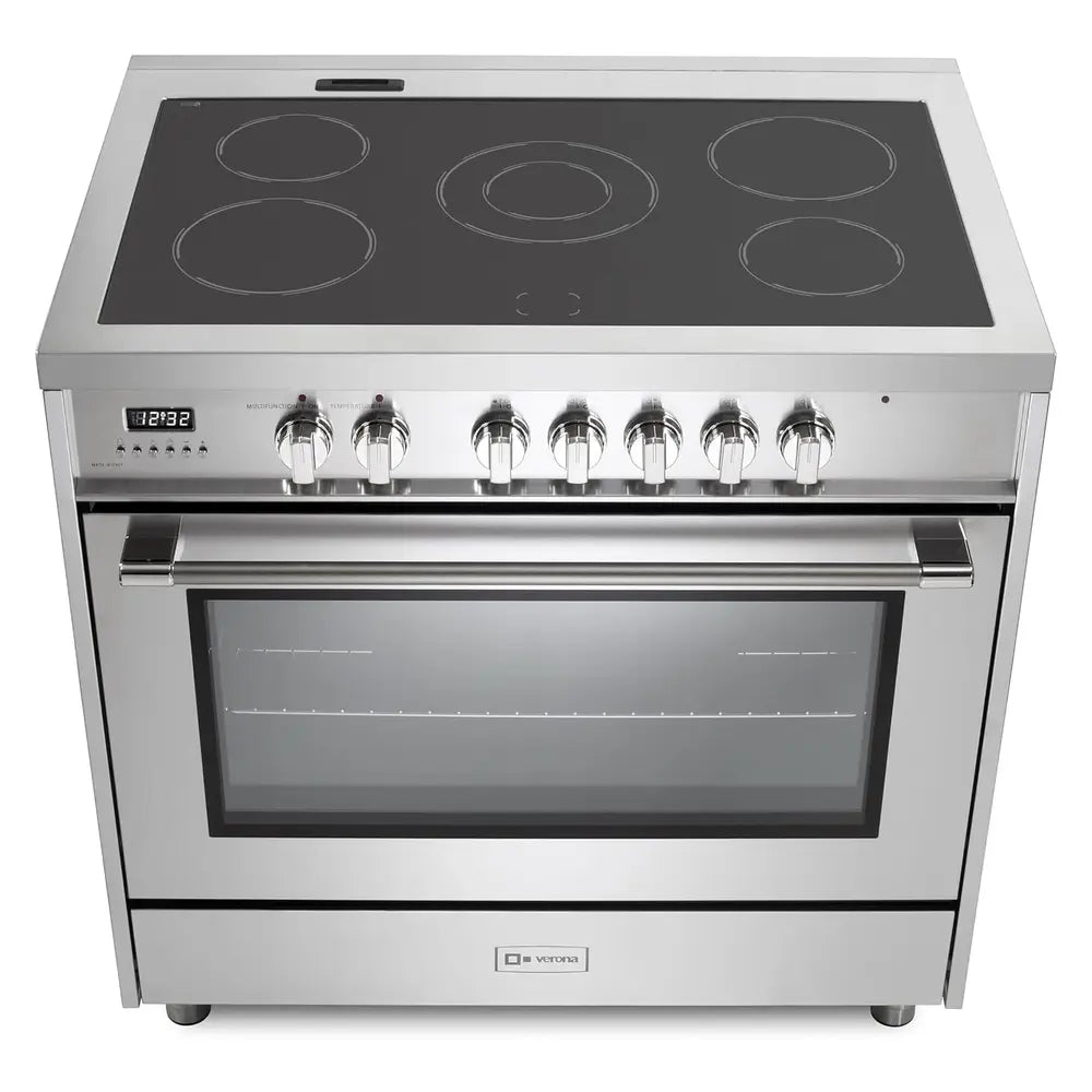 Verona VPRFSEE365SS 36 inch Prima Series Freestanding Electric Range with 5 Elements, 5 cu. ft. Oven Capacity, Digital Clock, Timer in Stainless Steel