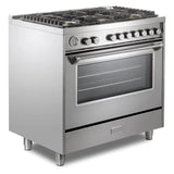 Verona VUFSGG365SS 36 inch Ultima Collection Freestanding Gas Range with 5 Sealed SABAF Brass Burners, 5 cu. ft. Oven Capacity, Temperature Gauge (Stainless Steel)