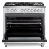 Verona VUFSGG365W 36 inch Ultima Collection Freestanding Gas Range with 5 Sealed SABAF Brass Burners, 5 cu. ft. Oven Capacity, Temperature Gauge (White)