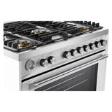 Verona VUFSGG365W 36 inch Ultima Collection Freestanding Gas Range with 5 Sealed SABAF Brass Burners, 5 cu. ft. Oven Capacity, Temperature Gauge (White)